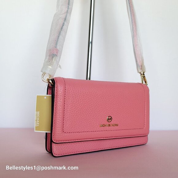 MICHAEL KORS Jet Set Charm Small Phone Pebbled Leather Crossbody- Tea Rose⭐ - Picture 2 of 16